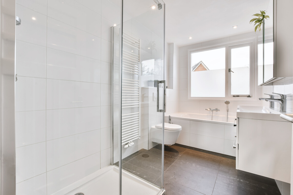 white panel bathroom tiles